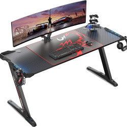 Eureka Ergonomic Z60 Black Gaming Desk With Rgb Lights Erk-Z60-B