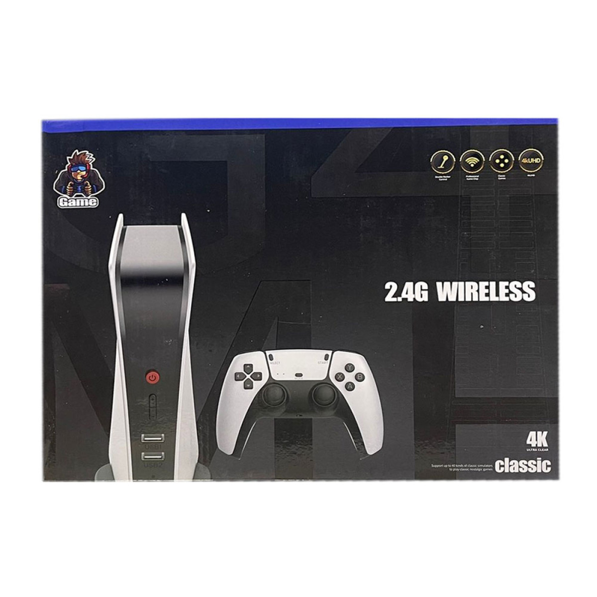 Buy Online 4K Classic Game Console 2.4G Wireless Controller GamePad White in Qatar