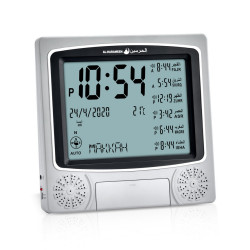 Al Harameen Electronic Digital Table Azan Clock Silver HA-4010SW