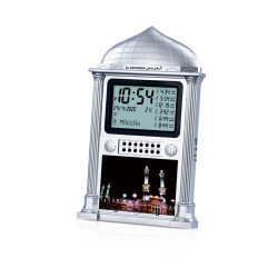 Al Harameen Electronic Digital Table Azan Clock Silver HA-4002S