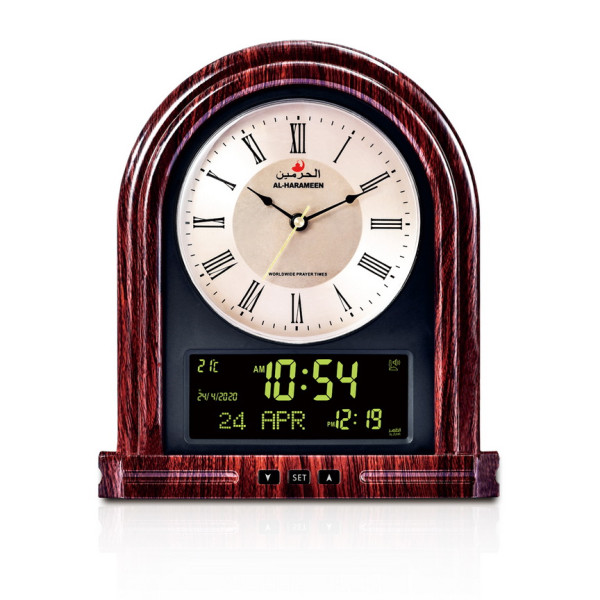 Al Harameen Electronic Digital Table Azan Clock Timber / Black HA-7041TB