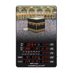Al Harameen Electronic Digital Wall Azan Clock Black HA-5163A /Size 48cm x 32cm