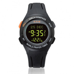 Al Harameen Azan Watch Black/Black HA-6507BB