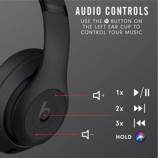 Beats Studio3 Wireless Over‑Ear Headphones - Matt Black