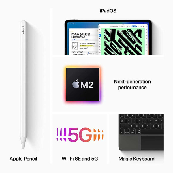 iPad Pro 6th Gen 12.9-inch Wi‑Fi + Cellular 128GB - Space Grey