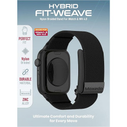 Moxedo Hybrid Fit-Weave Nylon Braided Band for iWatch 44mm and WHOOP 4.0 - Black 