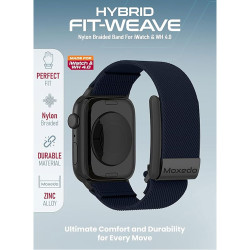 Moxedo Hybrid Fit-Weave Nylon Braided Band for iWatch 44mm and WHOOP 4.0 - Dark Blue