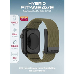 Moxedo Hybrid Fit-Weave Nylon Braided Band for iWatch 44mm and WHOOP 4.0 - Dark Green