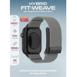 Moxedo Hybrid Fit-Weave Nylon Braided Band for iWatch 44mm and WHOOP 4.0 - Dark Gray