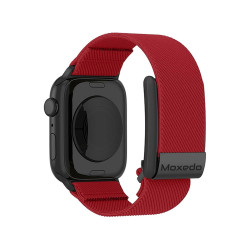 Moxedo Hybrid Fit-Weave Nylon Braided Band for iWatch 44mm and WHOOP 4.0 - Dark Red