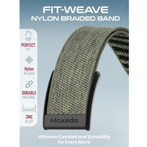 Moxedo Fit-Weave Nylon Braided Band for WHOOP 4.0 - Gray/Green