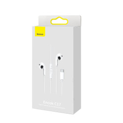 Baseus Enock Type-C Lateral in ear Wired Earphone C17 White