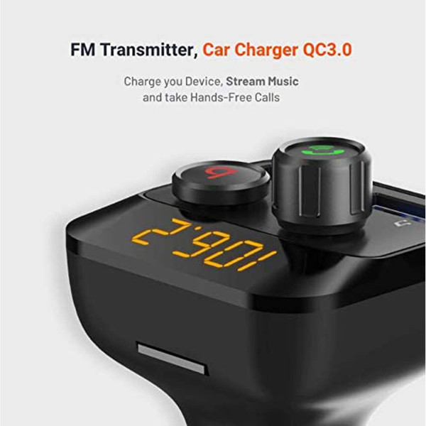 Buy Online Porodo Fm Tranmitter Car Charger 3.4A With Bass Boost in Qatar
