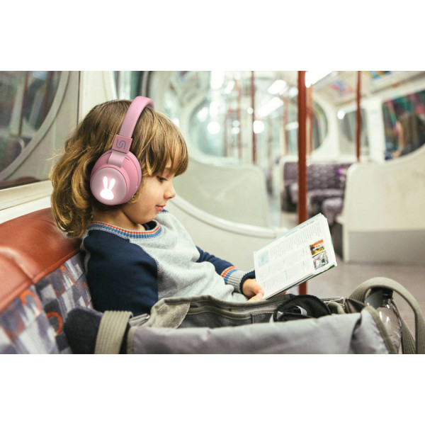Buy Online Porodo Soundtec Kids Wireless Over-Ear Headphone Pink Rabbit in Qatar
