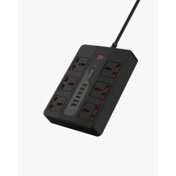 Porodo 6 Ac 2 Usb-A & 4 Usb-C Pd 36W Multi-port Socket 3M 3000W Uk - Black