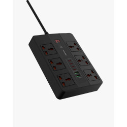 Porodo 6 Ac 2 Usb-A & 4 Usb-C Pd 36W Multi-port Socket 3M 3000W Uk - Black