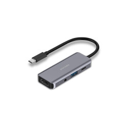 Porodo 4 in1 USB-C Hub Type-C PD 100W HDMI USB 3.5mm Aux - Grey