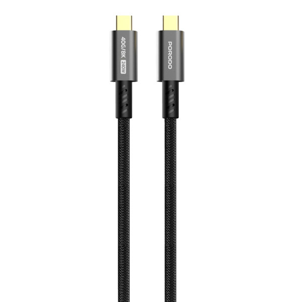 Porodo Woven Type-C Cable 240w 40gbps 8K 60hz - Black