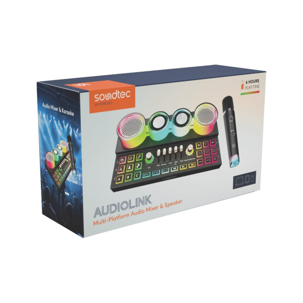 Porodo Soundtec Audiolink Multi-Platform Audio Mixer and Speaker - Black