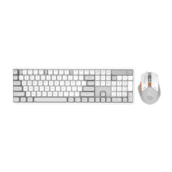 Porodo Gaming Wireless Keyboard Mouse Set 2.4GHz 1600 DPI - White