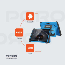 Porodo 10.1" Kids Android Tablet 2.4G 4000mAh 2+64GB - Blue