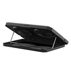 Porodo Gaming Crystal Shell Laptop Cooling Pad With Phone Holder - Black