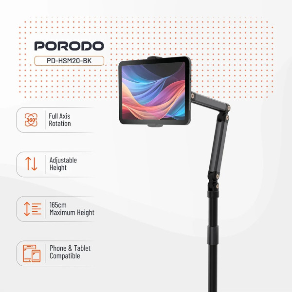 Porodo Phone and Tablet Floor Stand - Black