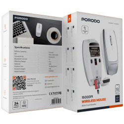 Porodo Bluetooth Mouse with Card Reader + Type-C Charging - Sliver