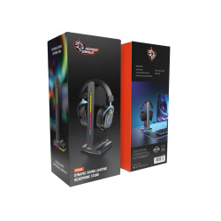 Porodo Gaming RGB Dynamic Sound Lighting Headphone Stand with Cable Storage 300mAh - Black