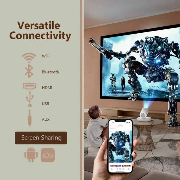 Porodo Lumacast Smart Full HD Projector Auto Focus & Keystone - White