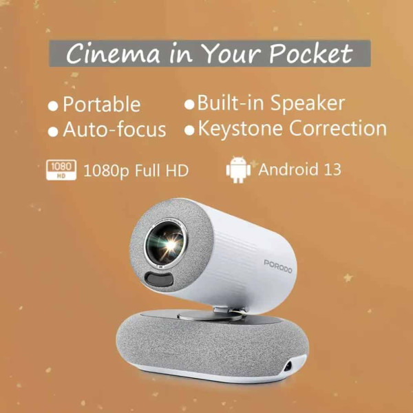 Porodo Lumacast Smart Full HD Projector Auto Focus & Keystone - White