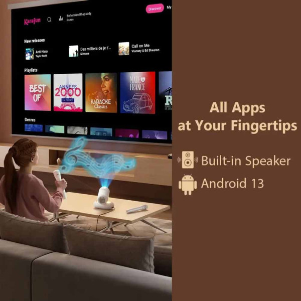 Porodo Lumacast Smart Full HD Projector Auto Focus & Keystone - White