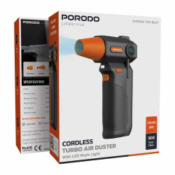 Porodo Lifestyle Cordless Turbo Air Duster with LED Work Light - Black