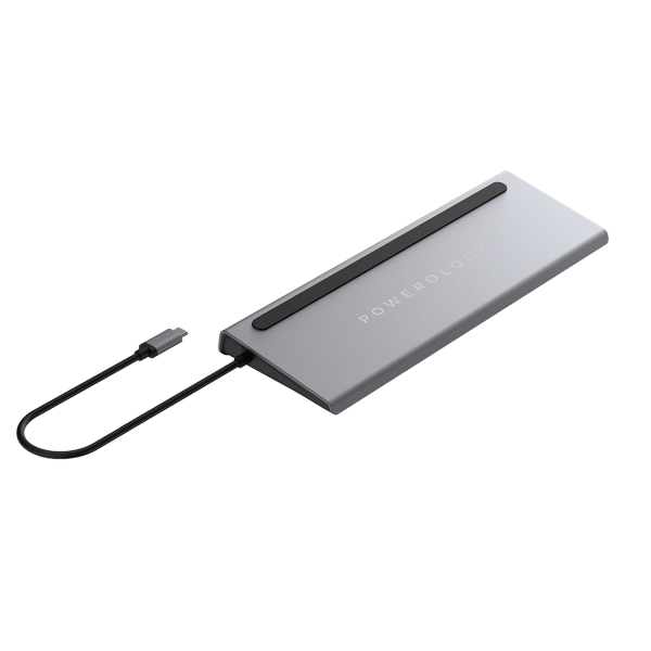 Buy Online Powerology 11 In 1 Multi-Display Usb-C Hub and Laptop Stand 100W - Gray in Qatar