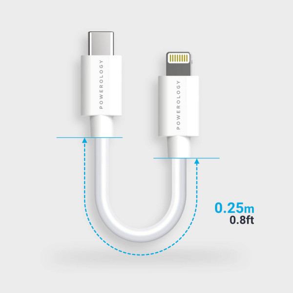 Powerology Usb-C To Lightning Cable 0.25M