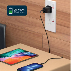 Powerology Ultra-Quick GaN Charger PD 35W with Cable - Black