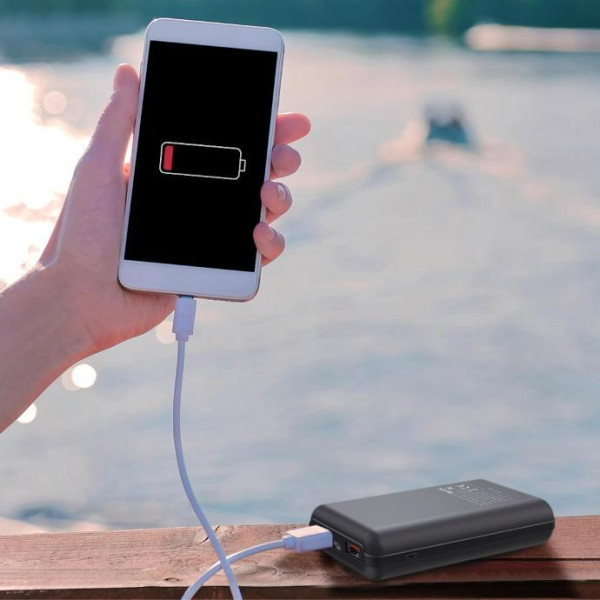 Powerology 10000 mAh PD20w QC 18W 2*USB-A 1*USB-C Port Fast Charging Power Bank - Black