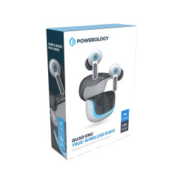 Powerology Quad Mic ENC TWS Earphone with Light - White