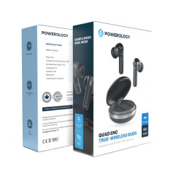 Powerology Quad Mic ENC TWS Earphone - Black
