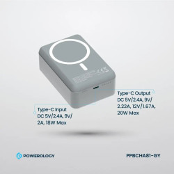 Powerology 30000 mAh 20W PD and 15W Magsafe Powerbank - Dark Gray