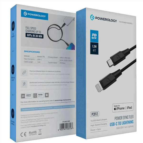 Buy Online Powerology Power Sync Flex USB-C to Lightning Cable PD