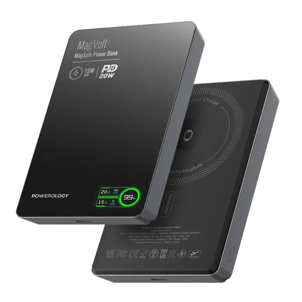 Powerology MagVolt 10000mAh Magnetic Power Bank - Black