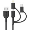 Anker Powerline Ll 3 In 1 Usb-A To Usb-C Micro Usb Lightning Charging Cable (A8436H) Anker Powerline Ll 3 In 1 Usb-A To Usb-C Micro Usb Lightning Charging Cable (A8436H)