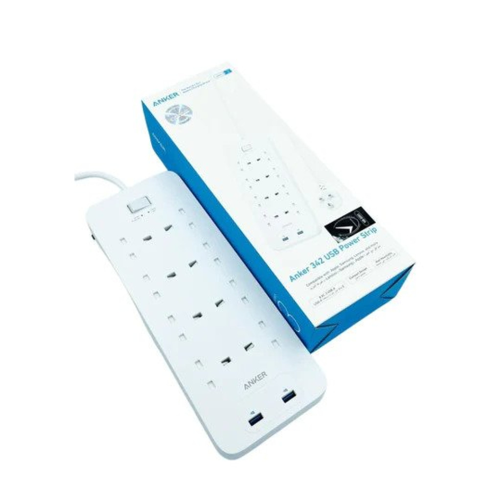Buy Online Anker 342 USB Power Strip 10 in 1 A9182K21 White in Qatar