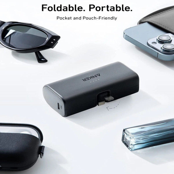 Anker Nano Powerbank 5000mAh 12W Built In Lightning Connector - Black (A1645H11)