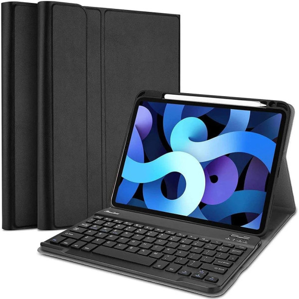 Green Premium Leather Case With Wireless Keyboard For Ipad 10.9 Black