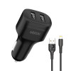 Green Dual Port Car Charger 12W With Pvc Lightning Cable 1.2M