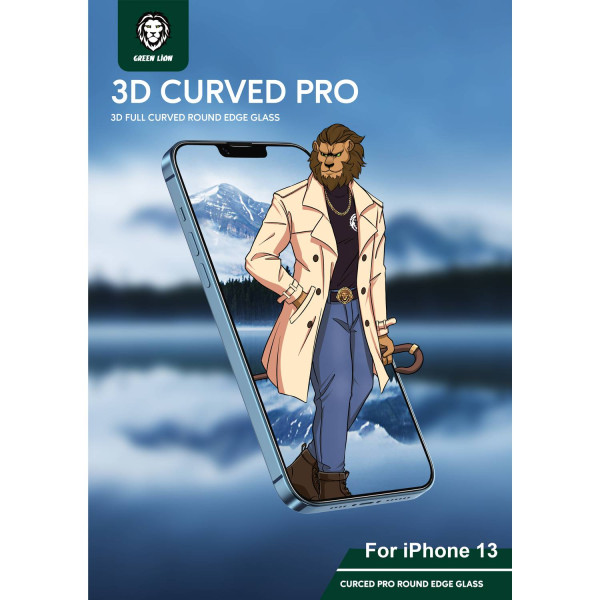 Green Lion 3D Curved Tempered Clear Glass Screen For Iphone 13 Pro 6.1 in Qatar
