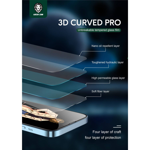 Buy Online Green Lion 3D Curved Tempered Clear Glass Screen For Iphone 13 Pro 6.1 in Qatar
