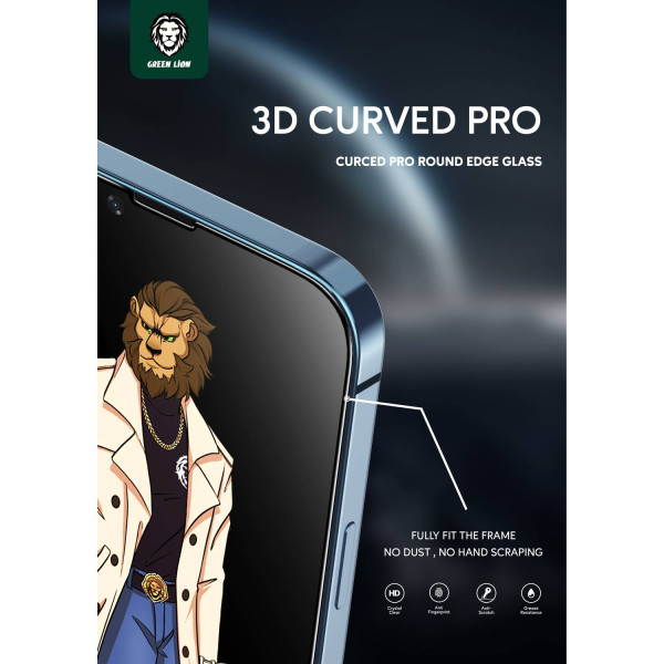 Green Lion 3D Curved Tempered Clear Glass Screen For Iphone 13 Mini 5.4 Inch in Qatar